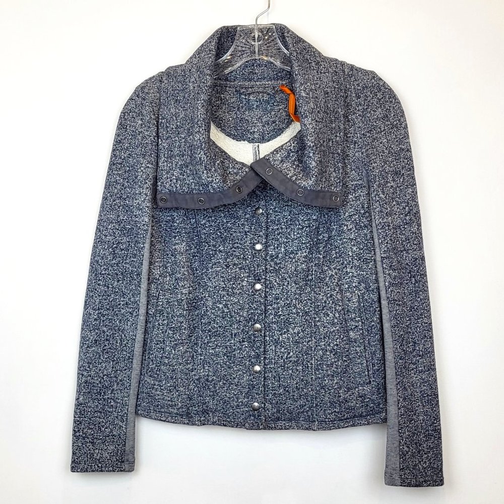Anthropologie Saturday Sunday Blue Gray Marl Big Collar Sweater, Size XS, GUC